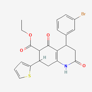 molecular formula C22H20BrNO4S B4315792 ethyl 4-(3-bromophenyl)-2,5-dioxo-7-(2-thienyl)-1,2,3,4,5,6,7,8-octahydroquinoline-6-carboxylate 