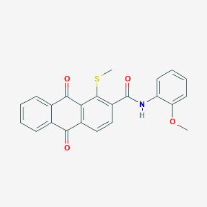 molecular formula C23H17NO4S B4315797 N-(2-methoxyphenyl)-1-(methylthio)-9,10-dioxo-9,10-dihydroanthracene-2-carboxamide 