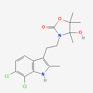 molecular formula C17H20Cl2N2O3 B4315798 3-[2-(6,7-dichloro-2-methyl-1H-indol-3-yl)ethyl]-4-hydroxy-4,5,5-trimethyl-1,3-oxazolidin-2-one 