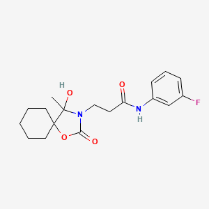 molecular formula C18H23FN2O4 B4315801 N-(3-fluorophenyl)-3-(4-hydroxy-4-methyl-2-oxo-1-oxa-3-azaspiro[4.5]dec-3-yl)propanamide 