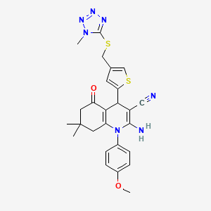 2-amino-1-(4-methoxyphenyl)-7,7-dimethyl-4-(4-{[(1-methyl-1H-tetrazol-5-yl)thio]methyl}-2-thienyl)-5-oxo-1,4,5,6,7,8-hexahydroquinoline-3-carbonitrile