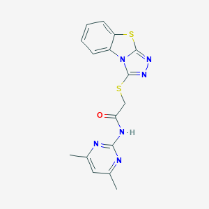 molecular formula C16H14N6OS2 B431591 N-(4,6-dimethylpyrimidin-2-yl)-2-([1,2,4]triazolo[3,4-b][1,3]benzothiazol-3-ylsulfanyl)acetamide CAS No. 522659-37-6