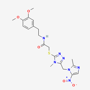 molecular formula C20H25N7O5S B4315941 N-[2-(3,4-dimethoxyphenyl)ethyl]-2-({4-methyl-5-[(2-methyl-5-nitro-1H-imidazol-1-yl)methyl]-4H-1,2,4-triazol-3-yl}thio)acetamide 