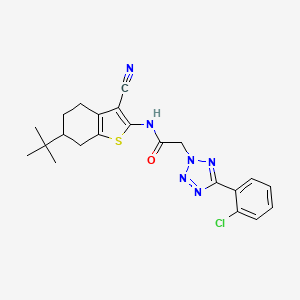 molecular formula C22H23ClN6OS B4315943 N-(6-tert-butyl-3-cyano-4,5,6,7-tetrahydro-1-benzothien-2-yl)-2-[5-(2-chlorophenyl)-2H-tetrazol-2-yl]acetamide 