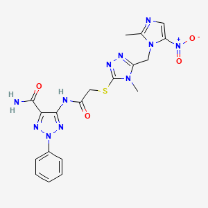 5-{[({4-methyl-5-[(2-methyl-5-nitro-1H-imidazol-1-yl)methyl]-4H-1,2,4-triazol-3-yl}thio)acetyl]amino}-2-phenyl-2H-1,2,3-triazole-4-carboxamide