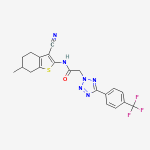 molecular formula C20H17F3N6OS B4315947 N-(3-cyano-6-methyl-4,5,6,7-tetrahydro-1-benzothien-2-yl)-2-{5-[4-(trifluoromethyl)phenyl]-2H-tetrazol-2-yl}acetamide 