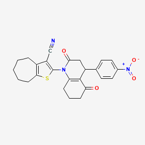 2-[4-(4-nitrophenyl)-2,5-dioxo-3,4,5,6,7,8-hexahydroquinolin-1(2H)-yl]-5,6,7,8-tetrahydro-4H-cyclohepta[b]thiophene-3-carbonitrile