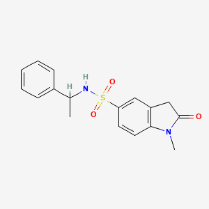 molecular formula C17H18N2O3S B4315971 1-methyl-2-oxo-N-(1-phenylethyl)indoline-5-sulfonamide 