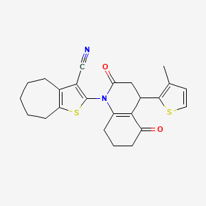 molecular formula C24H24N2O2S2 B4315989 2-[4-(3-methyl-2-thienyl)-2,5-dioxo-3,4,5,6,7,8-hexahydroquinolin-1(2H)-yl]-5,6,7,8-tetrahydro-4H-cyclohepta[b]thiophene-3-carbonitrile 