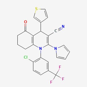 1-[2-chloro-5-(trifluoromethyl)phenyl]-5-oxo-2-(1H-pyrrol-1-yl)-4-(3-thienyl)-1,4,5,6,7,8-hexahydroquinoline-3-carbonitrile