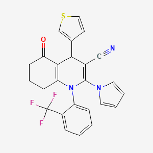 5-oxo-2-(1H-pyrrol-1-yl)-4-(3-thienyl)-1-[2-(trifluoromethyl)phenyl]-1,4,5,6,7,8-hexahydroquinoline-3-carbonitrile