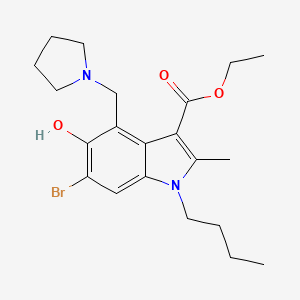 ethyl 6-bromo-1-butyl-5-hydroxy-2-methyl-4-(pyrrolidin-1-ylmethyl)-1H-indole-3-carboxylate