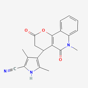 3,5-dimethyl-4-(6-methyl-2,5-dioxo-3,4,5,6-tetrahydro-2H-pyrano[3,2-c]quinolin-4-yl)-1H-pyrrole-2-carbonitrile