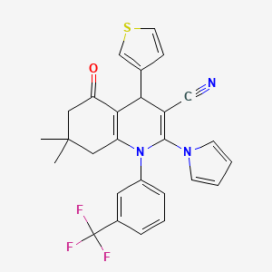 molecular formula C27H22F3N3OS B4316045 7,7-dimethyl-5-oxo-2-(1H-pyrrol-1-yl)-4-(3-thienyl)-1-[3-(trifluoromethyl)phenyl]-1,4,5,6,7,8-hexahydroquinoline-3-carbonitrile 