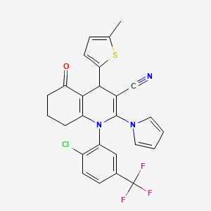 molecular formula C26H19ClF3N3OS B4316051 1-[2-chloro-5-(trifluoromethyl)phenyl]-4-(5-methyl-2-thienyl)-5-oxo-2-(1H-pyrrol-1-yl)-1,4,5,6,7,8-hexahydroquinoline-3-carbonitrile 