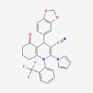 4-(1,3-benzodioxol-5-yl)-5-oxo-2-(1H-pyrrol-1-yl)-1-[2-(trifluoromethyl)phenyl]-1,4,5,6,7,8-hexahydroquinoline-3-carbonitrile