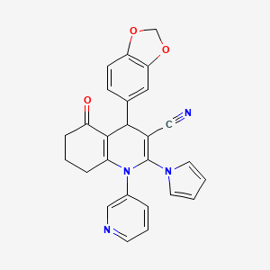 4-(1,3-benzodioxol-5-yl)-5-oxo-1-pyridin-3-yl-2-(1H-pyrrol-1-yl)-1,4,5,6,7,8-hexahydroquinoline-3-carbonitrile