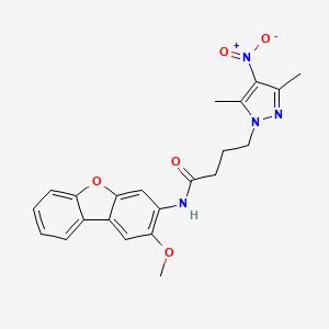 molecular formula C22H22N4O5 B4316168 4-(3,5-dimethyl-4-nitro-1H-pyrazol-1-yl)-N-(2-methoxydibenzo[b,d]furan-3-yl)butanamide 