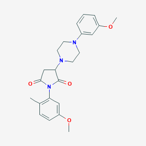 molecular formula C23H27N3O4 B431618 1-(5-Methoxy-2-methylphenyl)-3-[4-(3-methoxyphenyl)piperazin-1-yl]pyrrolidine-2,5-dione CAS No. 488101-82-2