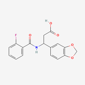 molecular formula C17H14FNO5 B4316196 3-(1,3-benzodioxol-5-yl)-3-[(2-fluorobenzoyl)amino]propanoic acid 