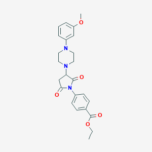 molecular formula C24H27N3O5 B431621 Ethyl 4-{3-[4-(3-methoxyphenyl)piperazin-1-yl]-2,5-dioxopyrrolidin-1-yl}benzoate CAS No. 488744-37-2