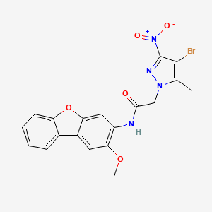 molecular formula C19H15BrN4O5 B4316228 2-(4-bromo-5-methyl-3-nitro-1H-pyrazol-1-yl)-N-(2-methoxydibenzo[b,d]furan-3-yl)acetamide 