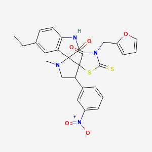 molecular formula C27H24N4O5S2 B4316268 5-ethyl-3''-(2-furylmethyl)-1'-methyl-4'-(3-nitrophenyl)-2''-thioxo-4''H-dispiro[indole-3,2'-pyrrolidine-3',5''-[1,3]thiazolidine]-2,4''(1H)-dione 