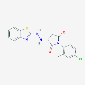 molecular formula C18H15ClN4O2S B431627 3-[2-(1,3-Benzothiazol-2-yl)hydrazino]-1-(4-chloro-2-methylphenyl)-2,5-pyrrolidinedione CAS No. 957490-82-3