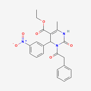 molecular formula C22H21N3O6 B4316286 ethyl 6-methyl-4-(3-nitrophenyl)-2-oxo-3-(phenylacetyl)-1,2,3,4-tetrahydropyrimidine-5-carboxylate 