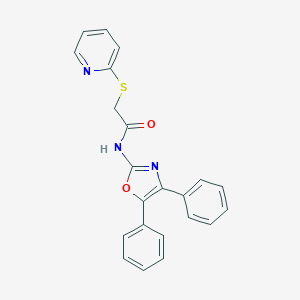 molecular formula C22H17N3O2S B431634 N-(4,5-diphenyl-1,3-oxazol-2-yl)-2-(pyridin-2-ylsulfanyl)acetamide CAS No. 489416-47-9