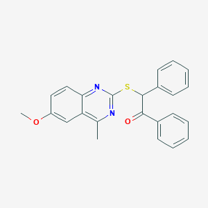 molecular formula C24H20N2O2S B431635 2-[(6-Methoxy-4-methylquinazolin-2-yl)sulfanyl]-1,2-diphenylethanone CAS No. 500273-27-8