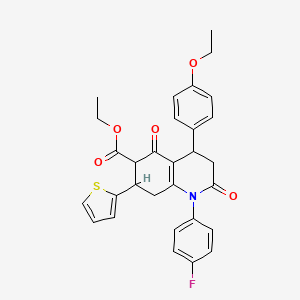 molecular formula C30H28FNO5S B4316355 ethyl 4-(4-ethoxyphenyl)-1-(4-fluorophenyl)-2,5-dioxo-7-(2-thienyl)-1,2,3,4,5,6,7,8-octahydroquinoline-6-carboxylate 