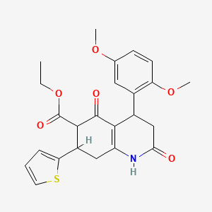 ethyl 4-(2,5-dimethoxyphenyl)-2,5-dioxo-7-(2-thienyl)-1,2,3,4,5,6,7,8-octahydroquinoline-6-carboxylate