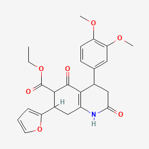 ethyl 4-(3,4-dimethoxyphenyl)-7-(2-furyl)-2,5-dioxo-1,2,3,4,5,6,7,8-octahydroquinoline-6-carboxylate