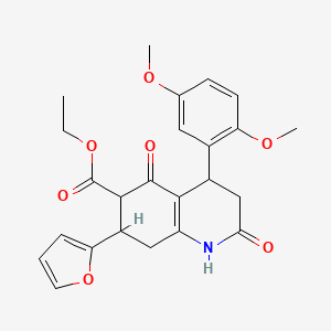 molecular formula C24H25NO7 B4316377 ethyl 4-(2,5-dimethoxyphenyl)-7-(2-furyl)-2,5-dioxo-1,2,3,4,5,6,7,8-octahydroquinoline-6-carboxylate 