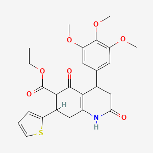 ethyl 2,5-dioxo-7-(2-thienyl)-4-(3,4,5-trimethoxyphenyl)-1,2,3,4,5,6,7,8-octahydroquinoline-6-carboxylate