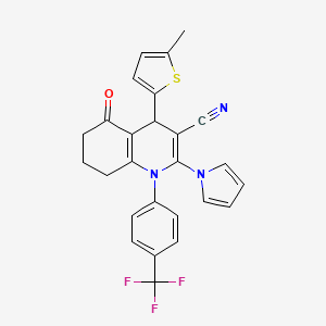 molecular formula C26H20F3N3OS B4316420 4-(5-methyl-2-thienyl)-5-oxo-2-(1H-pyrrol-1-yl)-1-[4-(trifluoromethyl)phenyl]-1,4,5,6,7,8-hexahydroquinoline-3-carbonitrile 