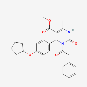 ethyl 4-[4-(cyclopentyloxy)phenyl]-6-methyl-2-oxo-3-(phenylacetyl)-1,2,3,4-tetrahydropyrimidine-5-carboxylate