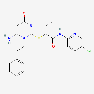 2-{[6-amino-4-oxo-1-(2-phenylethyl)-1,4-dihydropyrimidin-2-yl]thio}-N-(5-chloropyridin-2-yl)butanamide