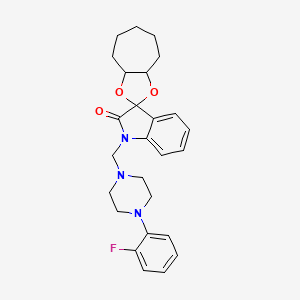 molecular formula C26H30FN3O3 B4316489 1'-{[4-(2-fluorophenyl)piperazin-1-yl]methyl}-4,5,6,7,8,8a-hexahydro-3aH-spiro[cyclohepta[d][1,3]dioxole-2,3'-indol]-2'(1'H)-one 