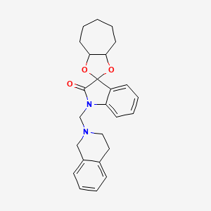 molecular formula C25H28N2O3 B4316495 1'-(3,4-dihydroisoquinolin-2(1H)-ylmethyl)-4,5,6,7,8,8a-hexahydro-3aH-spiro[cyclohepta[d][1,3]dioxole-2,3'-indol]-2'(1'H)-one 