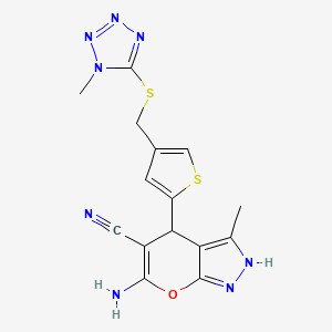 6-amino-3-methyl-4-(4-{[(1-methyl-1H-tetrazol-5-yl)thio]methyl}-2-thienyl)-2,4-dihydropyrano[2,3-c]pyrazole-5-carbonitrile