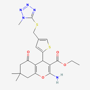 ethyl 2-amino-7,7-dimethyl-4-(4-{[(1-methyl-1H-tetrazol-5-yl)thio]methyl}-2-thienyl)-5-oxo-5,6,7,8-tetrahydro-4H-chromene-3-carboxylate