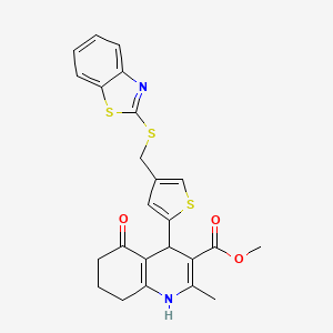 molecular formula C24H22N2O3S3 B4316549 methyl 4-{4-[(1,3-benzothiazol-2-ylthio)methyl]-2-thienyl}-2-methyl-5-oxo-1,4,5,6,7,8-hexahydroquinoline-3-carboxylate 