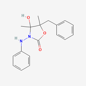 molecular formula C18H20N2O3 B4316589 3-anilino-5-benzyl-4-hydroxy-4,5-dimethyl-1,3-oxazolidin-2-one 