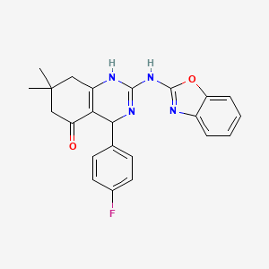 molecular formula C23H21FN4O2 B4316607 2-(1,3-benzoxazol-2-ylamino)-4-(4-fluorophenyl)-7,7-dimethyl-4,6,7,8-tetrahydroquinazolin-5(1H)-one 