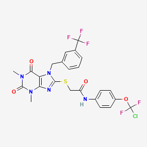 N-{4-[chloro(difluoro)methoxy]phenyl}-2-({1,3-dimethyl-2,6-dioxo-7-[3-(trifluoromethyl)benzyl]-2,3,6,7-tetrahydro-1H-purin-8-yl}thio)acetamide