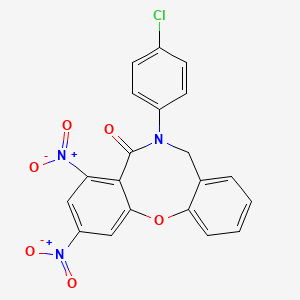 molecular formula C20H12ClN3O6 B4316618 6-(4-chlorophenyl)-2,4-dinitro-6,7-dihydro-5H-dibenzo[b,g][1,5]oxazocin-5-one 