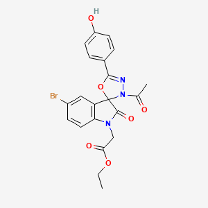 ethyl [3'-acetyl-5-bromo-5'-(4-hydroxyphenyl)-2-oxo-3'H-spiro[indole-3,2'-[1,3,4]oxadiazol]-1(2H)-yl]acetate