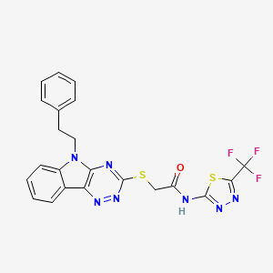 2-{[5-(2-phenylethyl)-5H-[1,2,4]triazino[5,6-b]indol-3-yl]thio}-N-[5-(trifluoromethyl)-1,3,4-thiadiazol-2-yl]acetamide